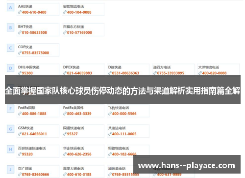 全面掌握国家队核心球员伤停动态的方法与渠道解析实用指南篇全解